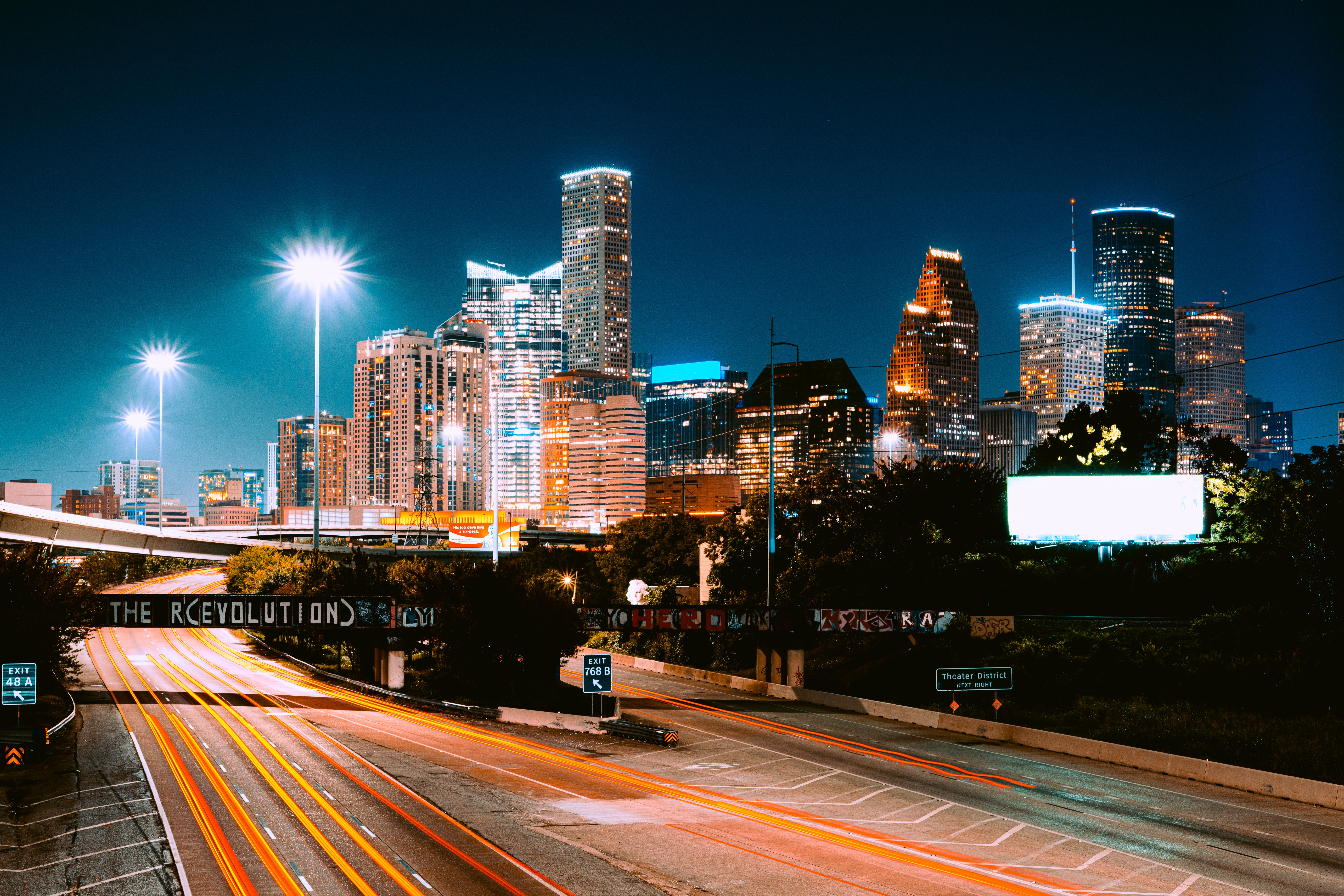 Houston road at night